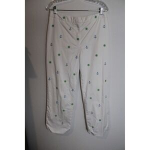 Brooks‎ Brothers Embroidered Nautical Anchor Stretch Pants White Size 10